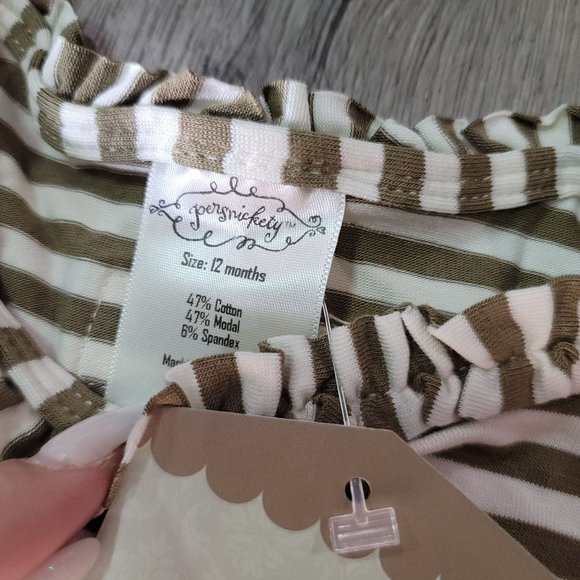 Persnickety NWT green and white stripped tee shirt ruffle collar size 12 months - Picture 3 of 3